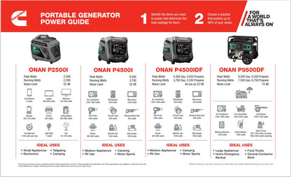 Cummins Onan P9500idf 7500W 9500W Max Dual Fuel Portable Generator